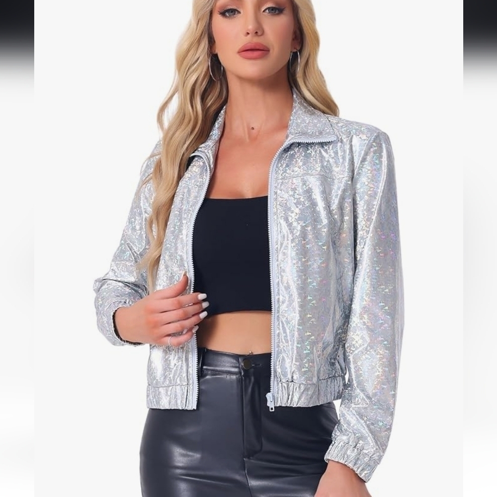 Glamorous Silver Bomber Jacket for Women NWT